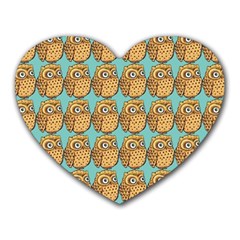 Seamless Cute Colourfull Owl Kids Pattern Heart Mousepad by Grandong