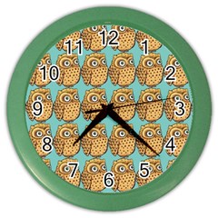 Seamless Cute Colourfull Owl Kids Pattern Color Wall Clock by Grandong