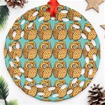 Owl-pattern-background Round Filigree Ornament (Two Sides) Front