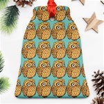 Owl-pattern-background Bell Ornament (Two Sides) Front