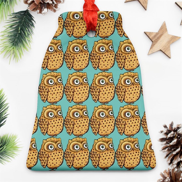 Owl-pattern-background Bell Ornament (Two Sides)