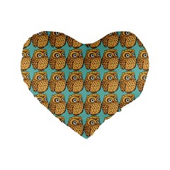 Owl-pattern-background Standard 16  Premium Heart Shape Cushions by Grandong