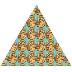 Owl-stars-pattern-background Wooden Puzzle Triangle by Grandong