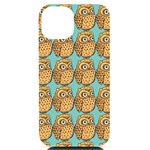 Owl-stars-pattern-background iPhone 14 Black UV Print Case Front