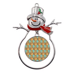 Seamless Cute Colourfull Owl Kids Pattern Metal Snowman Ornament by Grandong