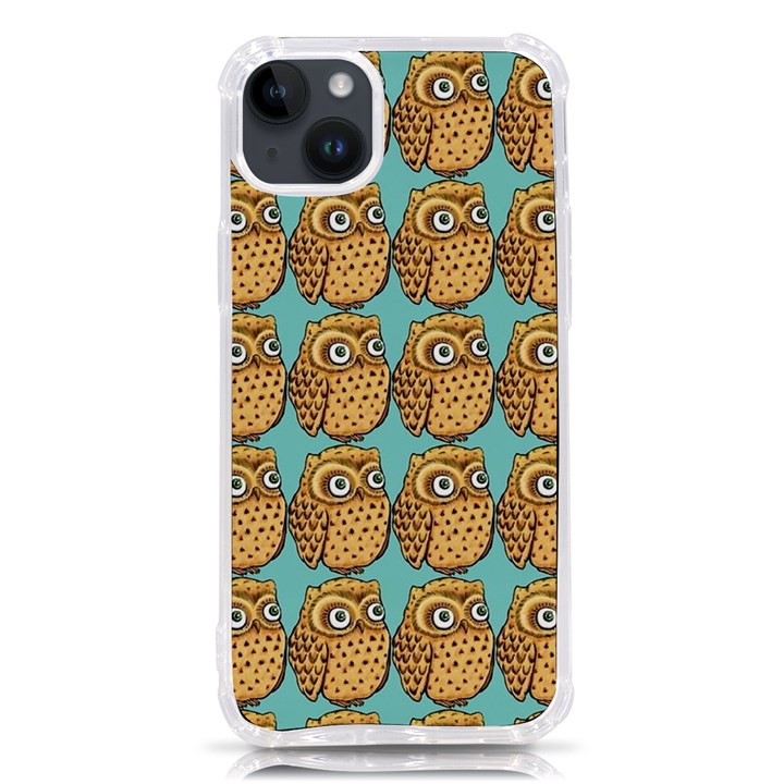 Owl-pattern-background iPhone 14 Plus TPU UV Print Case