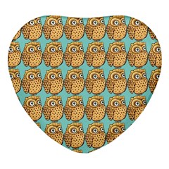 Owl-pattern-background Heart Glass Fridge Magnet (4 Pack) by Grandong