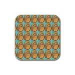 Owl Bird Pattern Rubber Square Coaster (4 pack) Front