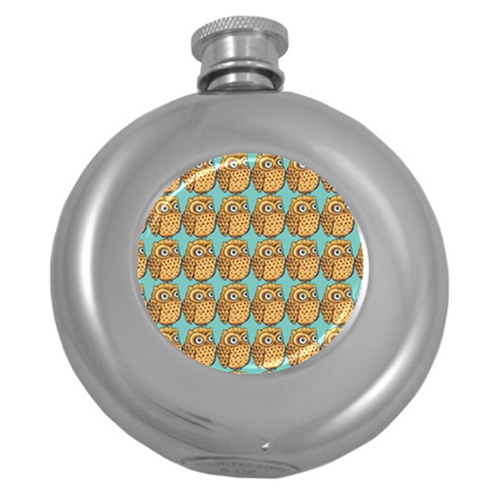 Owl Bird Pattern Round Hip Flask (5 oz)