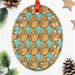 Owl Bird Pattern Oval Filigree Ornament (Two Sides) Back