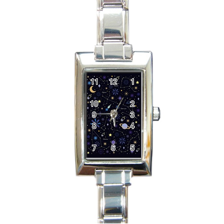 Starry Night  Space Constellations  Stars  Galaxy  Universe Graphic  Illustration Rectangle Italian Charm Watch