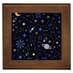 Starry Night  Space Constellations  Stars  Galaxy  Universe Graphic  Illustration Framed Tile by Grandong