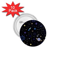 Starry Night  Space Constellations  Stars  Galaxy  Universe Graphic  Illustration 1 75  Buttons (10 Pack) by Grandong