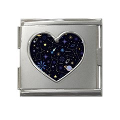 Starry Night  Space Constellations  Stars  Galaxy  Universe Graphic  Illustration Mega Link Heart Italian Charm (18mm) by Grandong