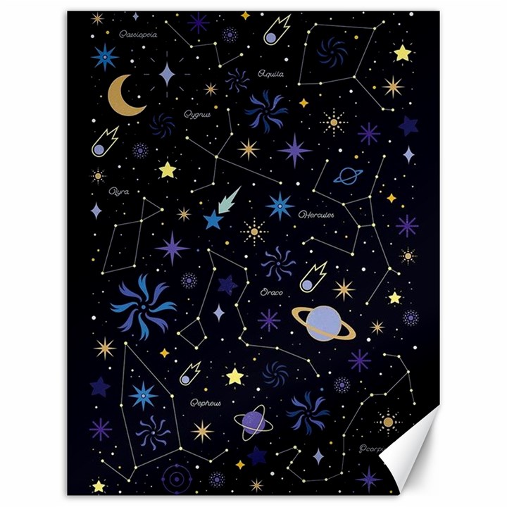 Starry Night  Space Constellations  Stars  Galaxy  Universe Graphic  Illustration Canvas 12  x 16 