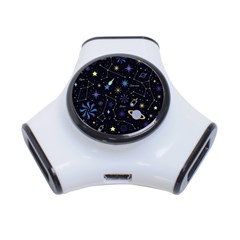 Starry Night  Space Constellations  Stars  Galaxy  Universe Graphic  Illustration 3-port Usb Hub by Grandong