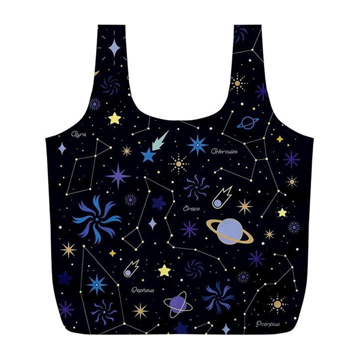 Starry Night  Space Constellations  Stars  Galaxy  Universe Graphic  Illustration Full Print Recycle Bag (L)