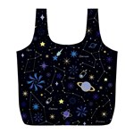 Starry Night  Space Constellations  Stars  Galaxy  Universe Graphic  Illustration Full Print Recycle Bag (L) Back