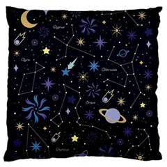 Starry Night  Space Constellations  Stars  Galaxy  Universe Graphic  Illustration Standard Premium Plush Fleece Cushion Case (one Side) by Grandong