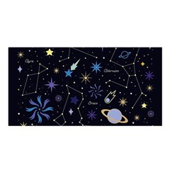 Starry Night  Space Constellations  Stars  Galaxy  Universe Graphic  Illustration Satin Shawl 45  X 80  by Grandong