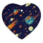 Space Galaxy Planet Universe Stars Night Fantasy Ornament (Heart) Front