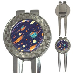 Space Galaxy Planet Universe Stars Night Fantasy 3-in-1 Golf Divots by Grandong