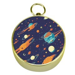 Space Galaxy Planet Universe Stars Night Fantasy Gold Compasses by Grandong