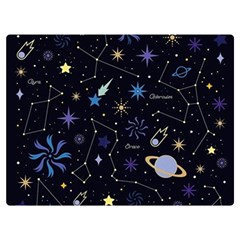 Starry Night  Space Constellations  Stars  Galaxy  Universe Graphic  Illustration Two Sides Premium Plush Fleece Blanket (extra Small) by Grandong