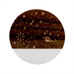 Starry Night  Space Constellations  Stars  Galaxy  Universe Graphic  Illustration Marble Wood Coaster (round) by Grandong