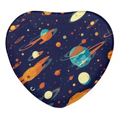 Space Galaxy Planet Universe Stars Night Fantasy Heart Glass Fridge Magnet (4 Pack) by Grandong