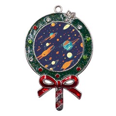 Space Galaxy Planet Universe Stars Night Fantasy Metal X mas Lollipop With Crystal Ornament by Grandong