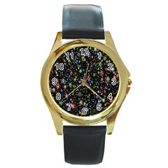 Illustration Universe Star Planet Round Gold Metal Watch by Grandong