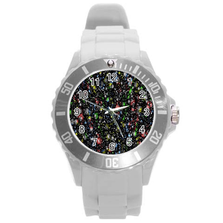 Illustration Universe Star Planet Round Plastic Sport Watch (L)