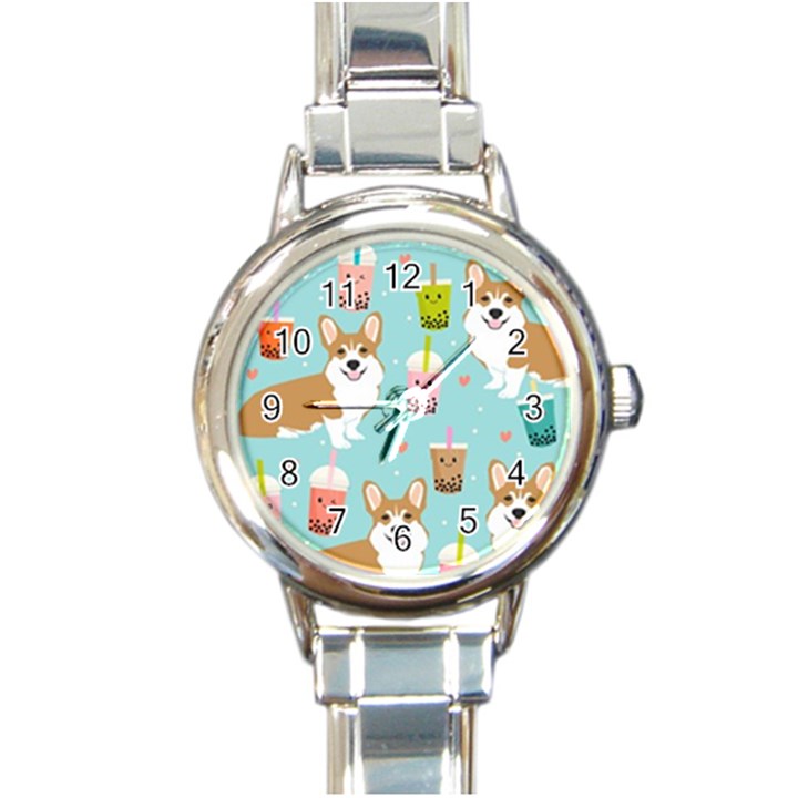 Welsh Corgi Boba Tea Bubble Cute Kawaii Dog Breed Round Italian Charm Watch