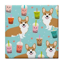 Welsh Corgi Boba Tea Bubble Cute Kawaii Dog Breed Tile Coaster by Grandong