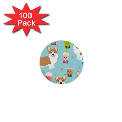 Welsh Corgi Boba Tea Bubble Cute Kawaii Dog Breed 1  Mini Buttons (100 Pack)  by Grandong