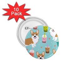 Welsh Corgi Boba Tea Bubble Cute Kawaii Dog Breed 1 75  Buttons (10 Pack) by Grandong