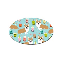 Welsh Corgi Boba Tea Bubble Cute Kawaii Dog Breed Sticker Oval (10 Pack) by Grandong