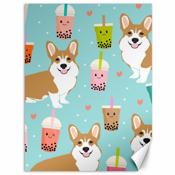 Welsh Corgi Boba Tea Bubble Cute Kawaii Dog Breed Canvas 36  x 48 