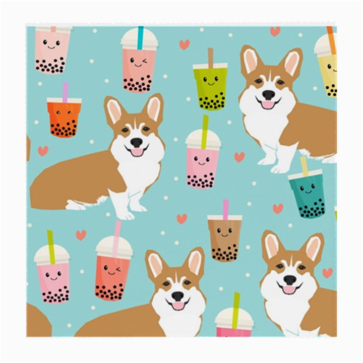 Welsh Corgi Boba Tea Bubble Cute Kawaii Dog Breed Medium Glasses Cloth