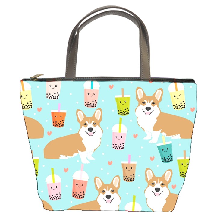 Welsh Corgi Boba Tea Bubble Cute Kawaii Dog Breed Bucket Bag