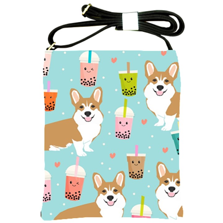 Welsh Corgi Boba Tea Bubble Cute Kawaii Dog Breed Shoulder Sling Bag