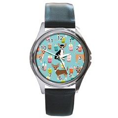 Chihuahua Bubble Kawaii Boba Tea Cute Dog Round Metal Watch by Grandong