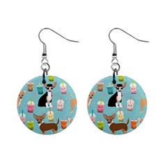 Chihuahua Bubble Kawaii Boba Tea Cute Dog Mini Button Earrings by Grandong