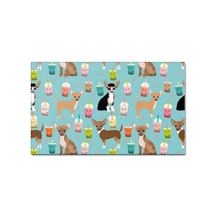 Chihuahua Bubble Kawaii Boba Tea Cute Dog Sticker (Rectangular)