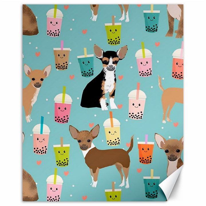 Chihuahua Bubble Kawaii Boba Tea Cute Dog Canvas 16  x 20 