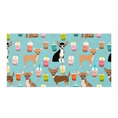 Chihuahua Bubble Kawaii Boba Tea Cute Dog Satin Wrap 35  X 70  by Grandong