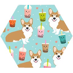 Welsh Corgi Boba Tea Bubble Cute Kawaii Dog Breed Wooden Puzzle Hexagon by Grandong