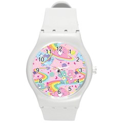 Bears Kawaii Pattern Round Plastic Sport Watch (m) by Grandong