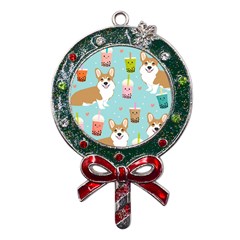 Welsh Corgi Boba Tea Bubble Cute Kawaii Dog Breed Metal X mas Lollipop With Crystal Ornament by Grandong